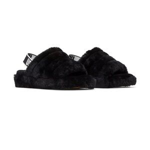*NEW* UGG Black Fluffy Slide Sandals, size 8, color black